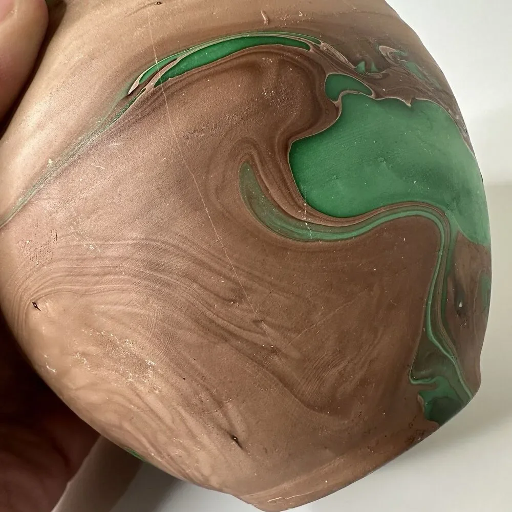 Art Pottery Planter Marked Yosemite National Park Vase Green Brown Swirl 4